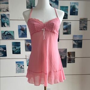 Pink Lace Babydoll Chemise Nightdress - Women Intimates